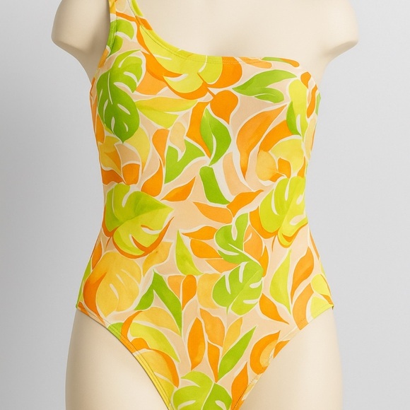 Old Navy One-Shoulder Swimsuit – Tropical Leaf Print – Size XXL - Picture 2 of 6